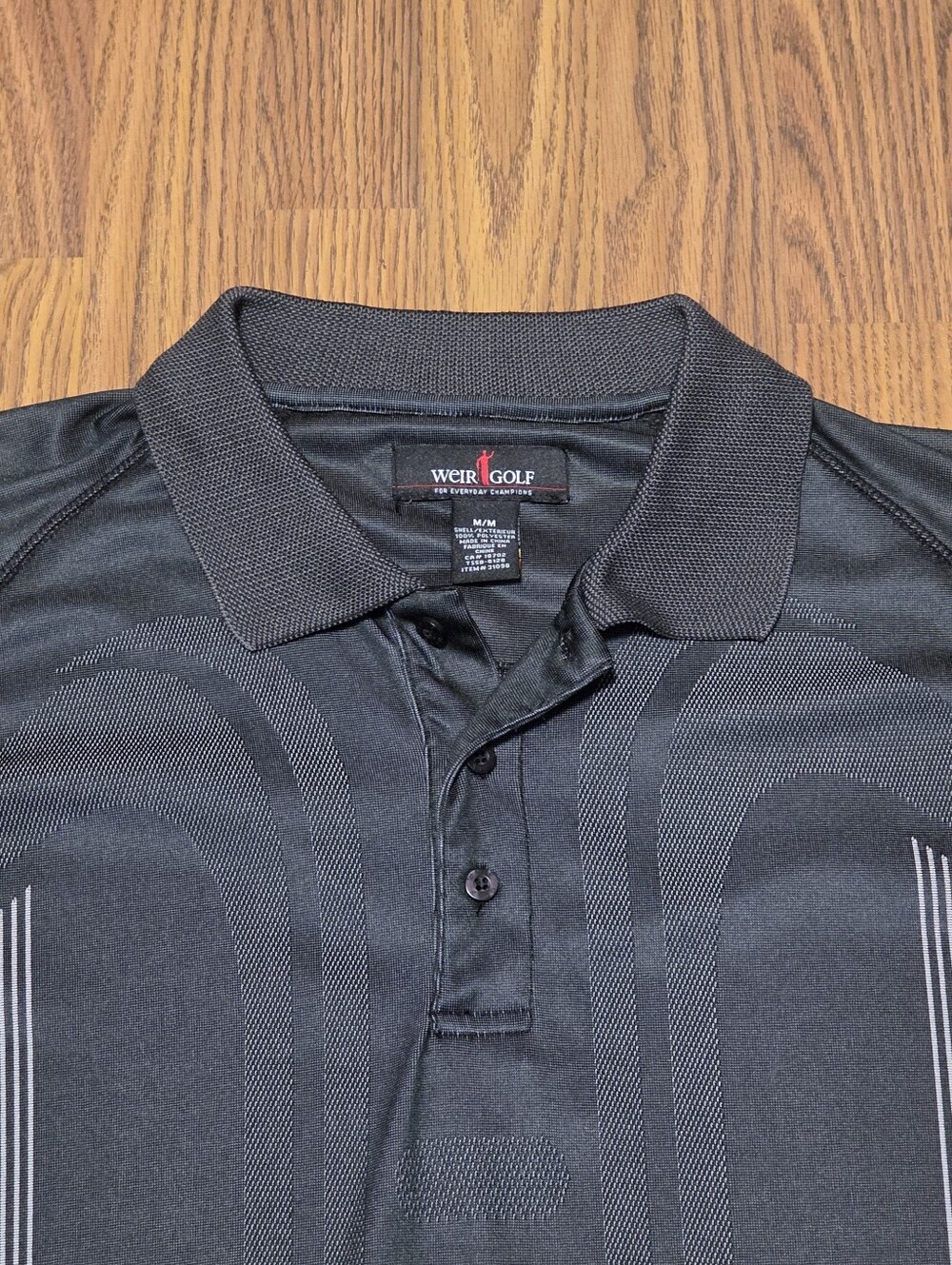 Weir Golf Men's M Black Performance Knit Mesh Golf Polo Shirt Athletic Fit E41 - Picture 3 of 7